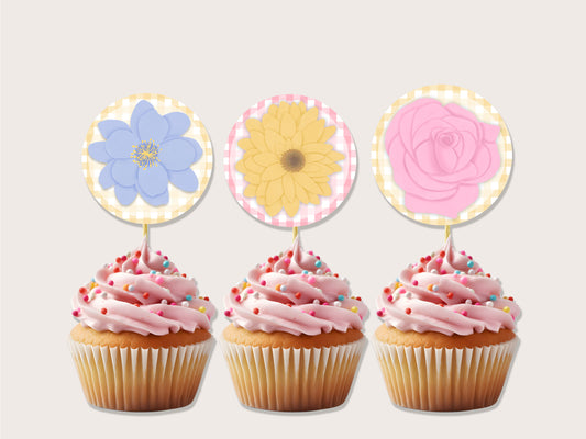 Flower Cupcake Toppers - Instant Download