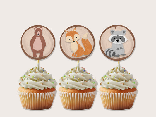 Woodland Cupcake Topper - Instant Download