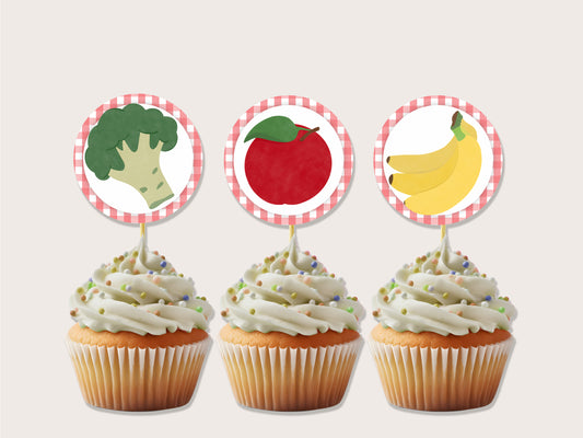 Farmers Market Cupcake Toppers - Instant Download