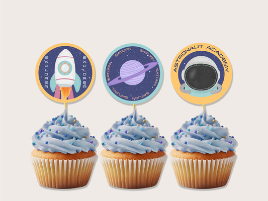 Space Cupcake Toppers - Instant Download