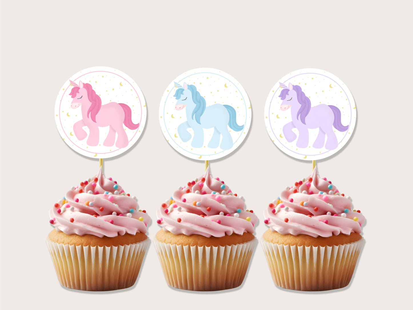 Unicorn Cupcake Topper - Instant Download