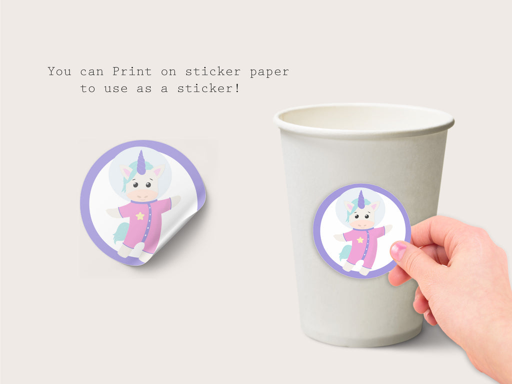 Printable Astronaut Unicorn Cupcake Topper