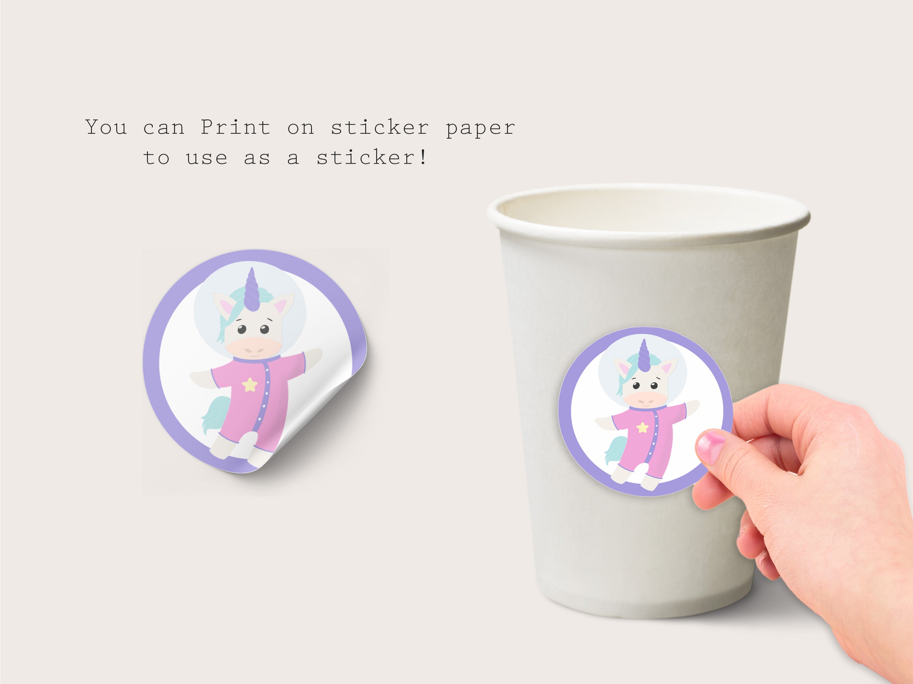 Printable Astronaut Unicorn Cupcake Topper