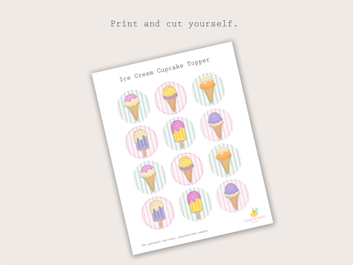 Printable Ice Cream Cupcake Toppers