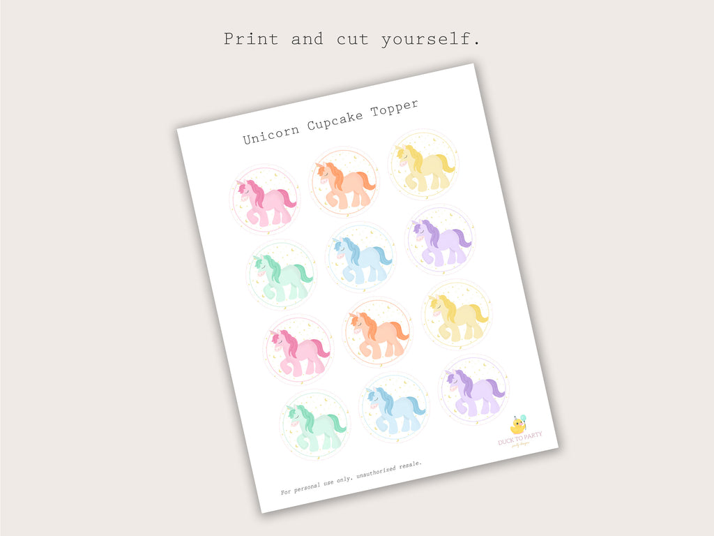 Printable Unicorn Cupcake Topper