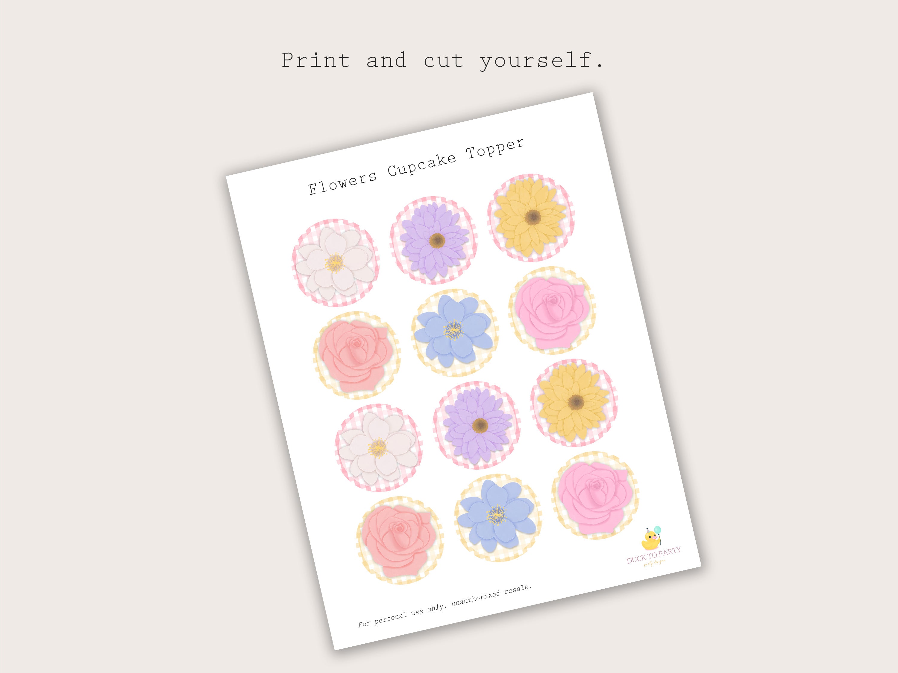 Printable Flower Cupcake Toppers