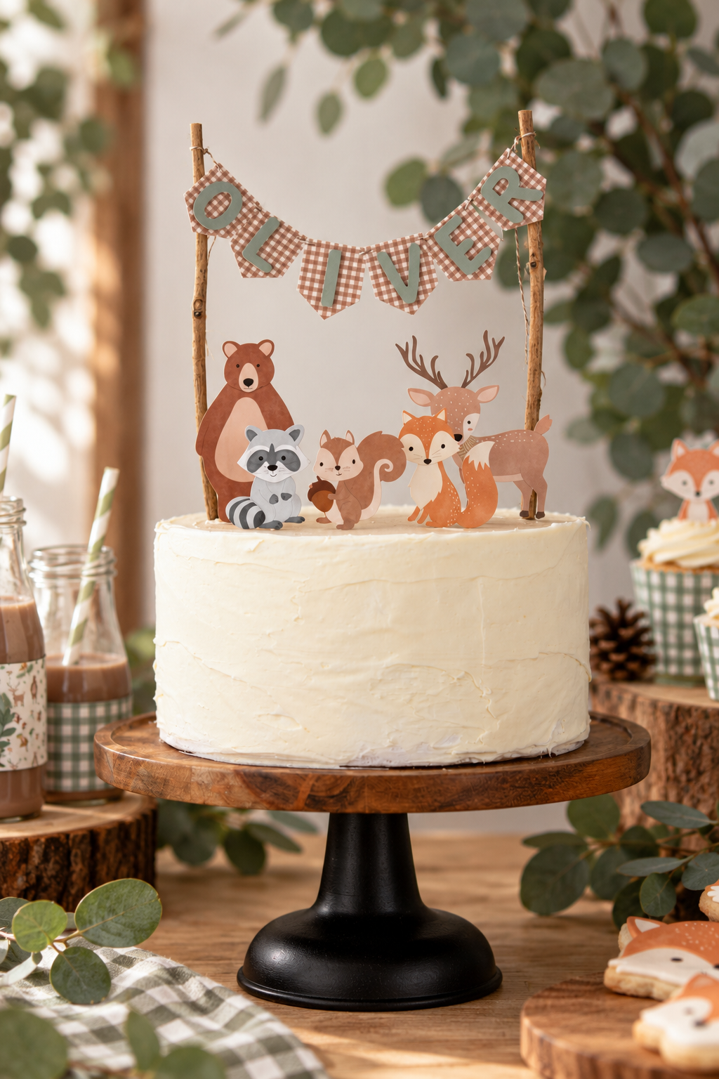 Personalized Woodland Birthday Cake Topper