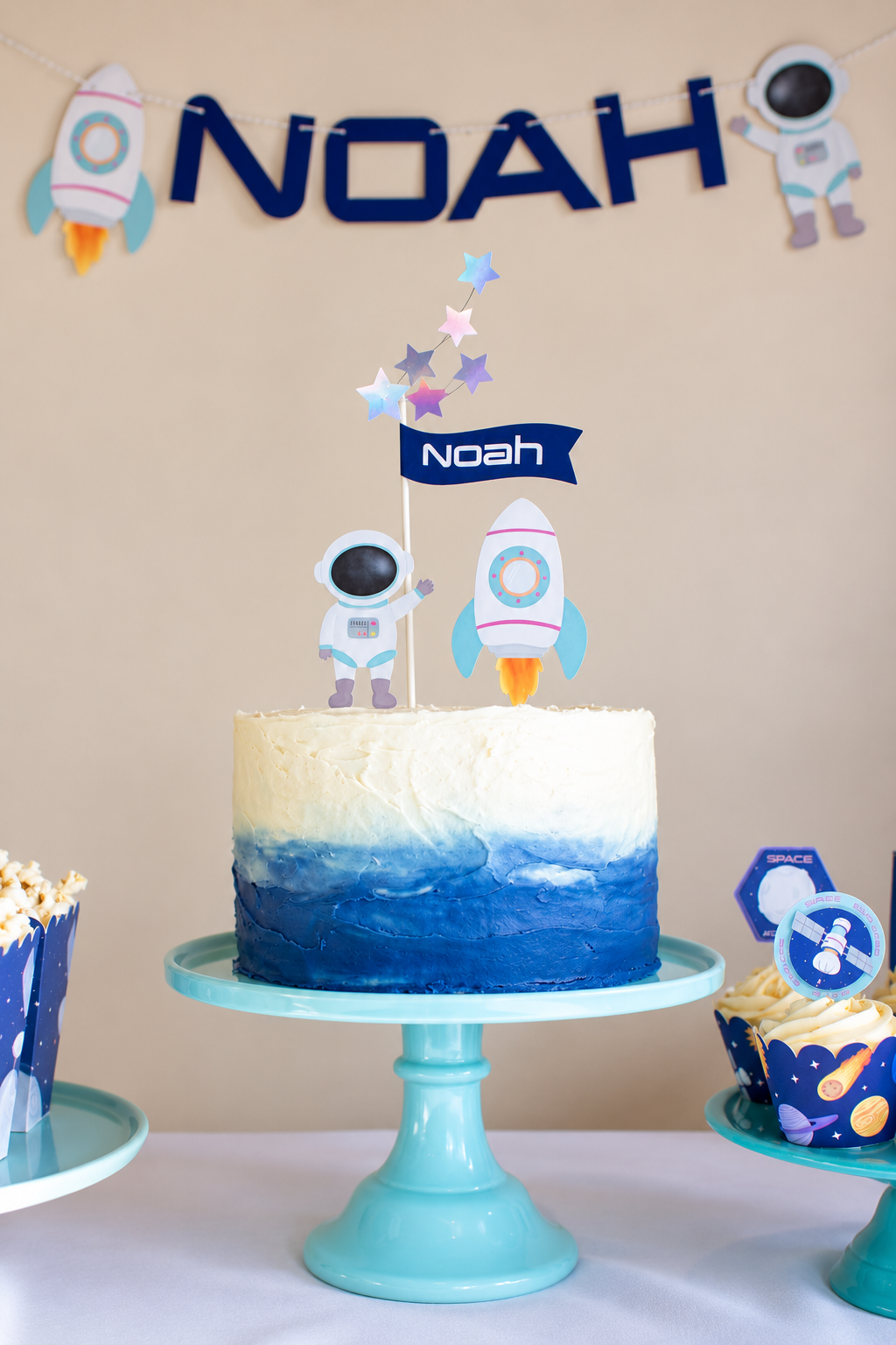 Personalized Space Cake Topper