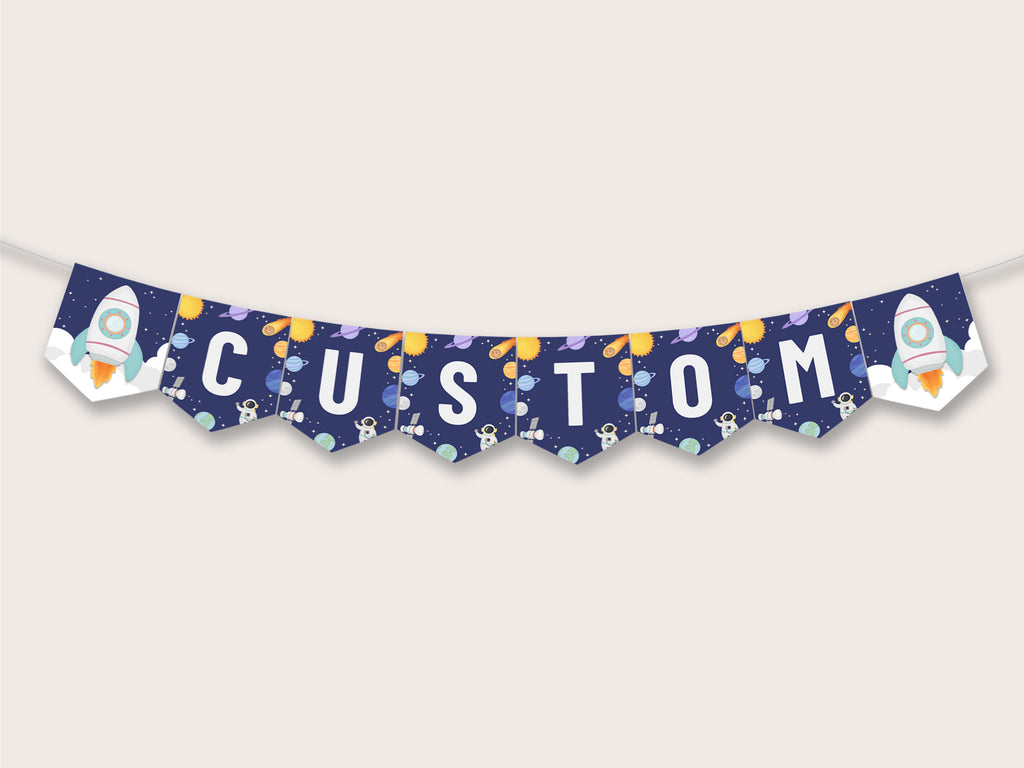 Space Party Banner - Printable & Editable