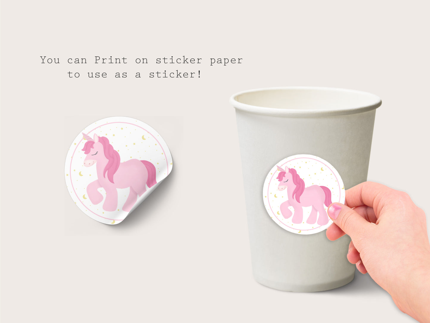 Unicorn Cupcake Topper - Instant Download