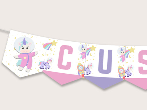 Astronaut Unicorn Party Banner - Printable & Editable