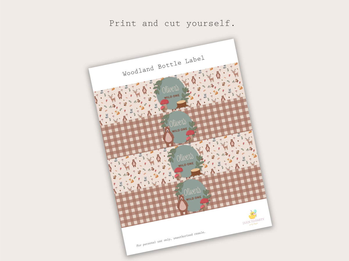 Woodland Bottle Labels - Printable & Customizable