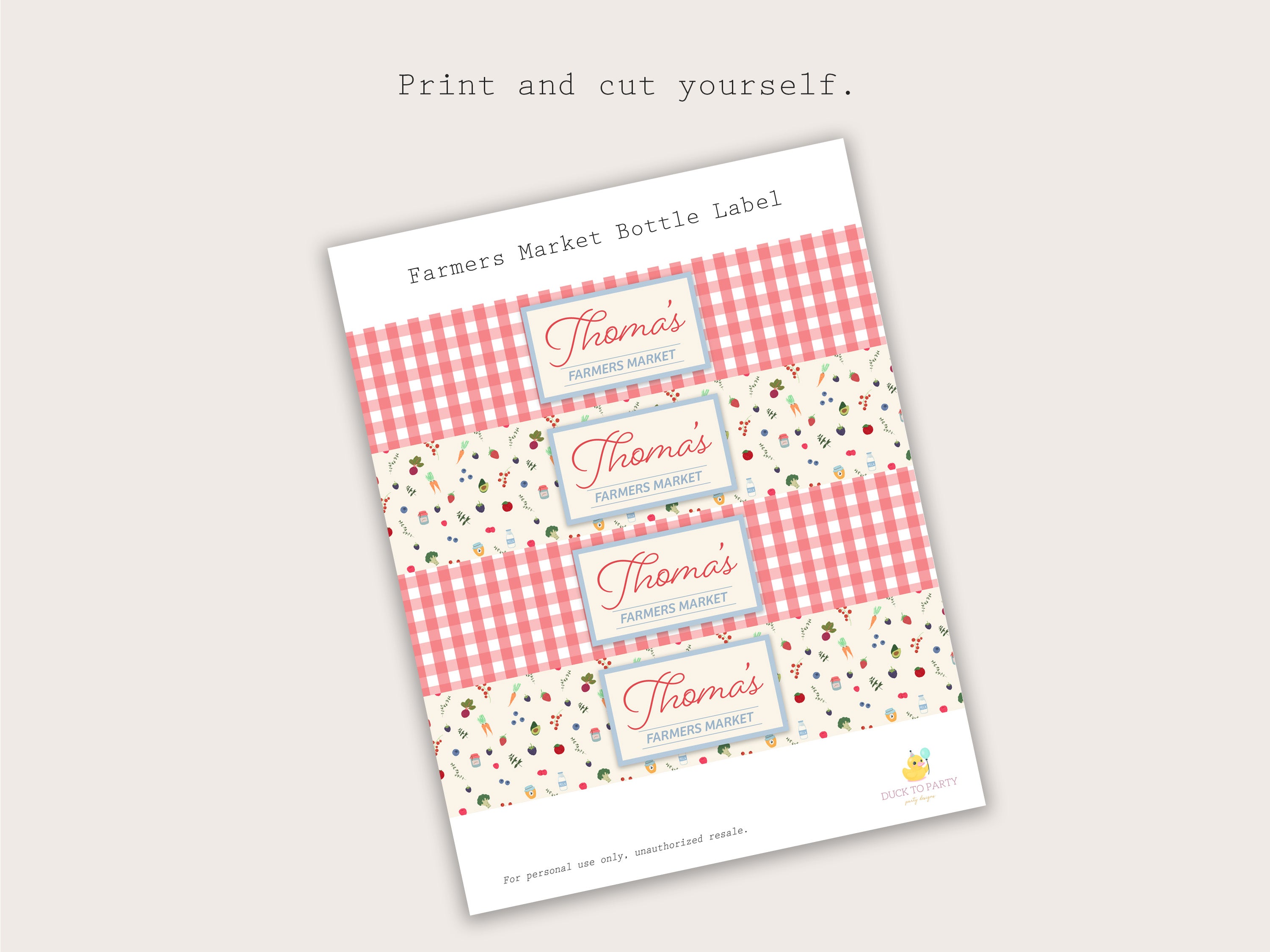 Farmers Market Bottle Labels - Printable & Customizable