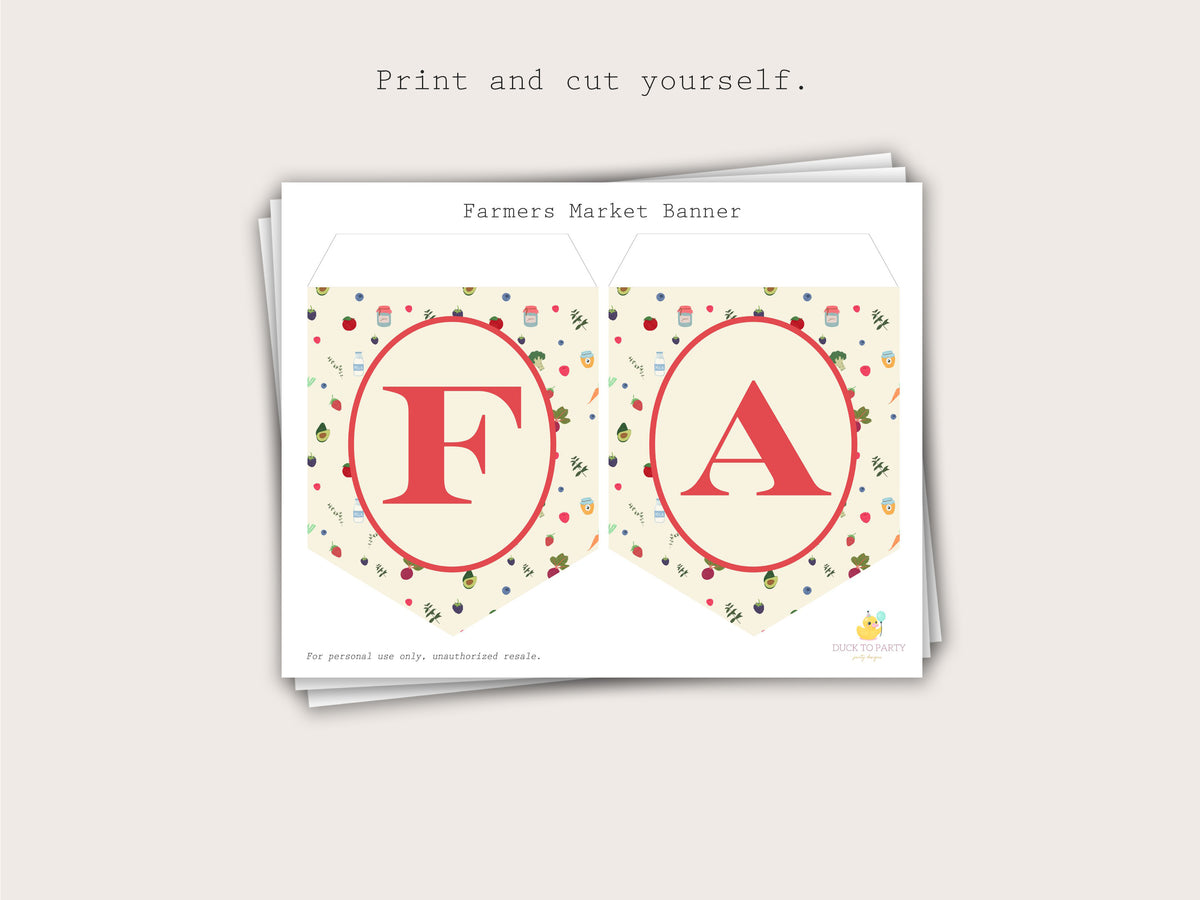Farmers Market Party Banner - Printable & Editable