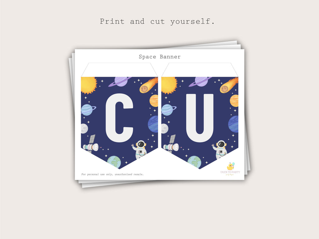 Space Party Banner - Printable & Editable