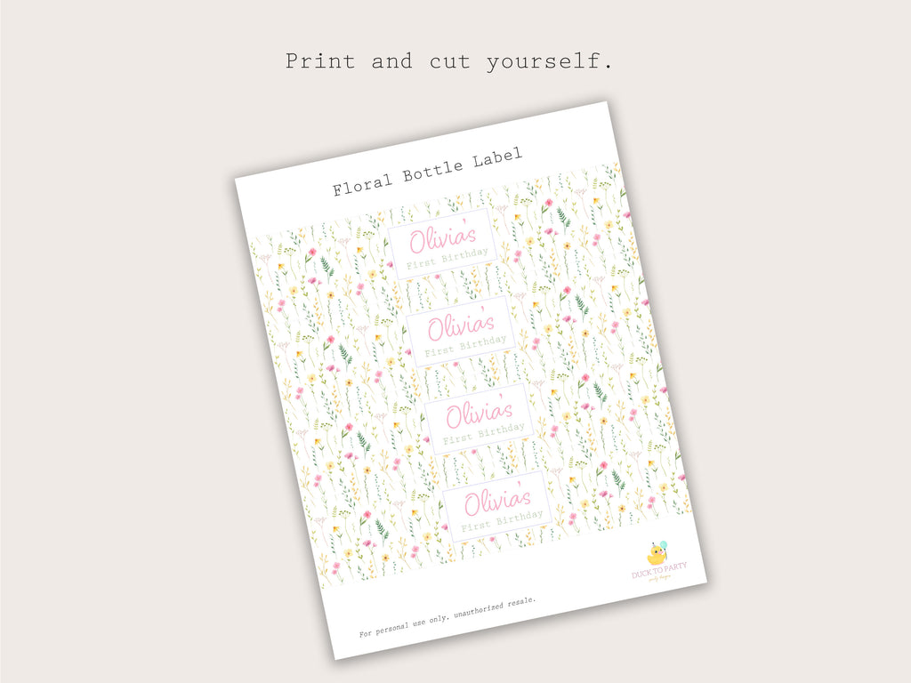 Floral Bloom Bottle Labels - Printable & Customizable