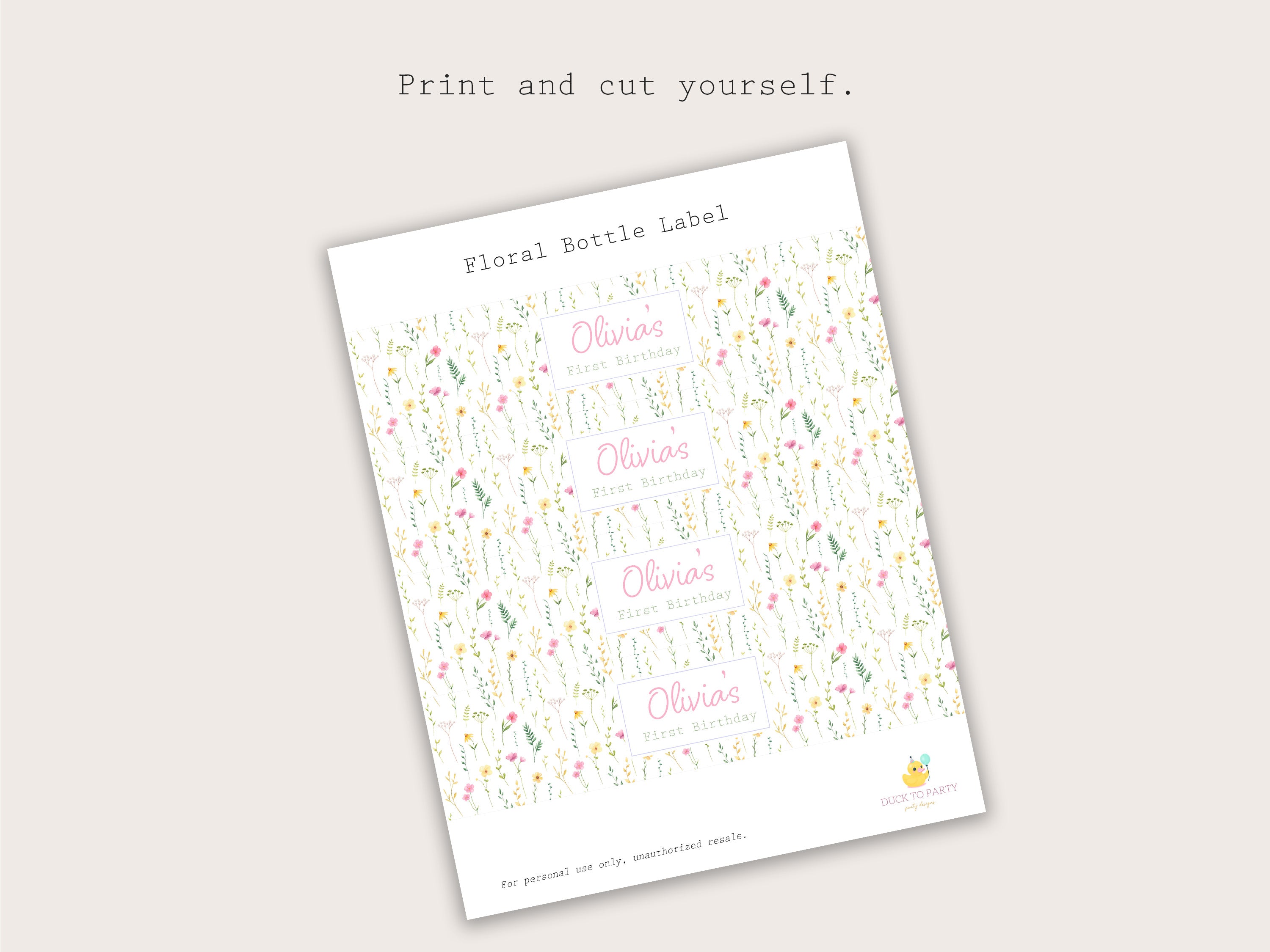 Floral Bloom Bottle Labels - Printable & Customizable