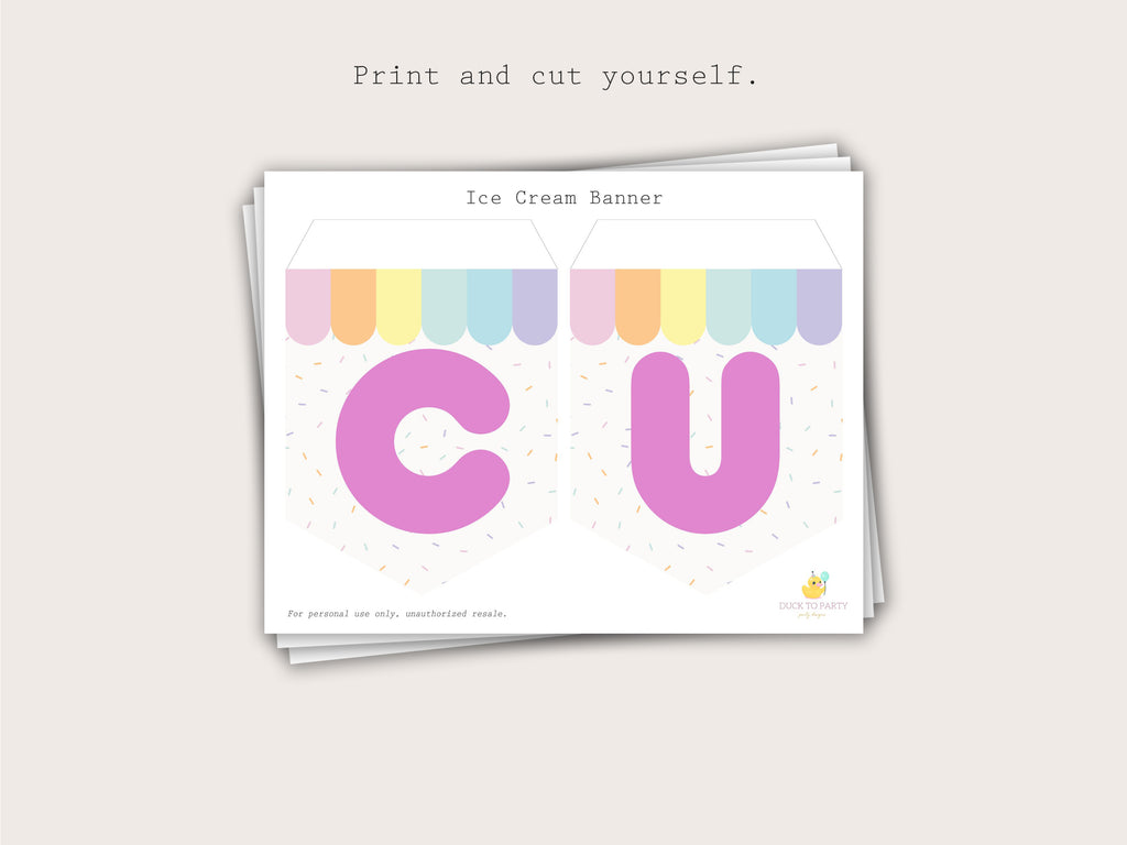Ice Cream Party Banner – Printable & Editable
