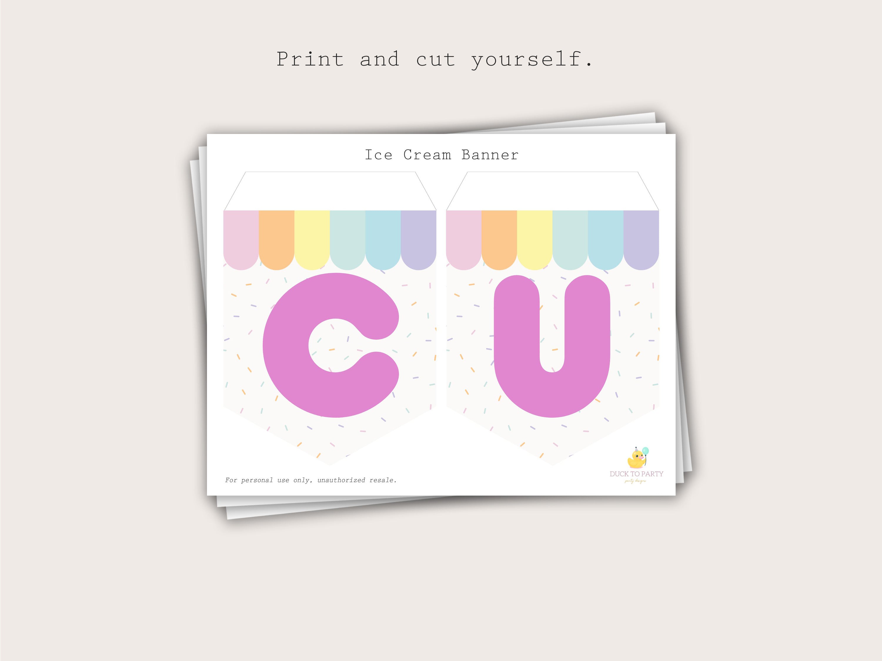 Ice Cream Party Banner – Printable & Editable