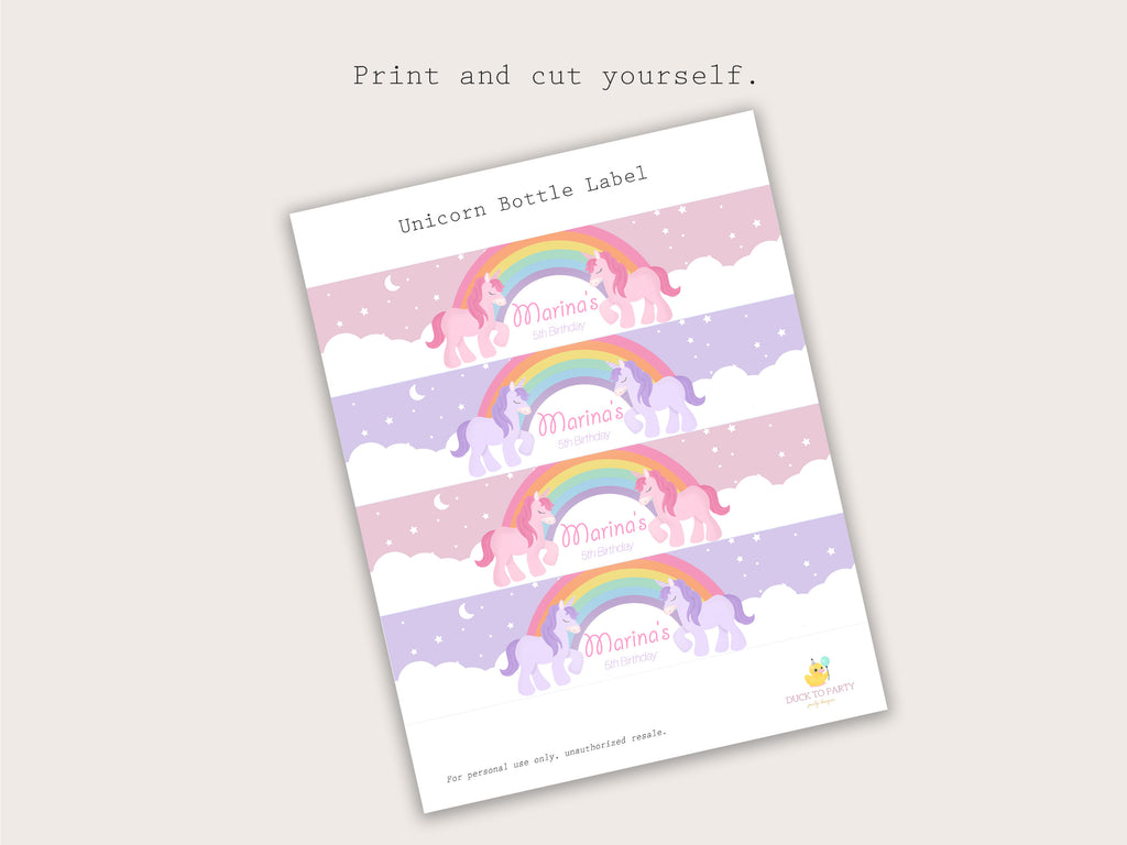 Unicorn Bottle Labels - Printable & Customizable