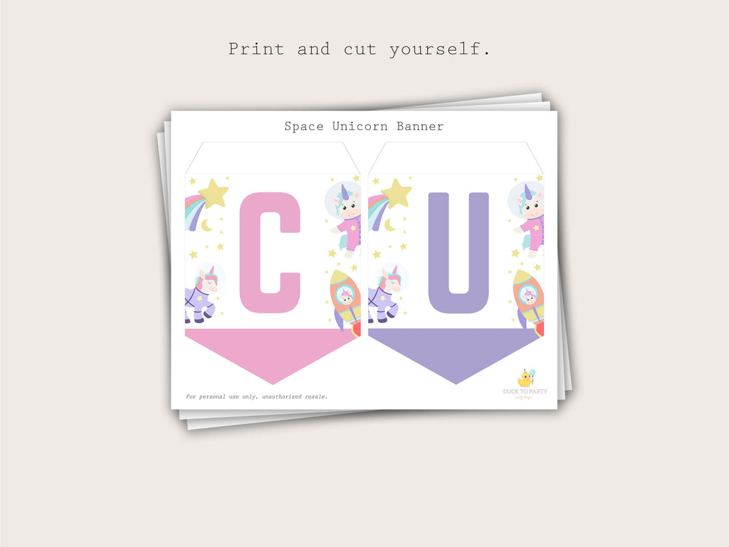 Astronaut Unicorn Party Banner - Printable & Editable