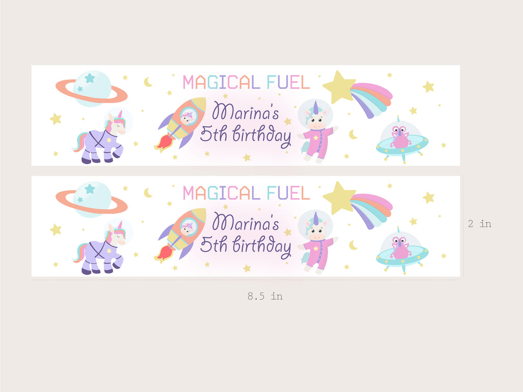 Astronaut Unicorn Bottle Labels - Printable & Customizable