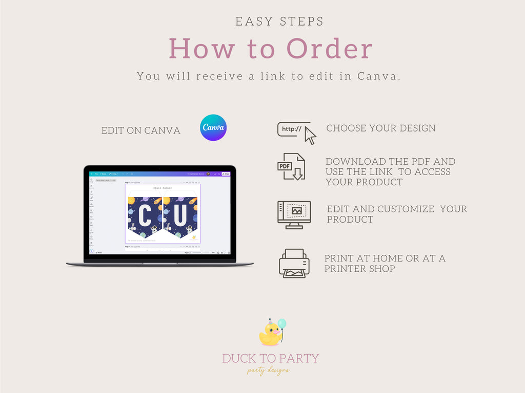 Space Party Banner - Printable & Editable