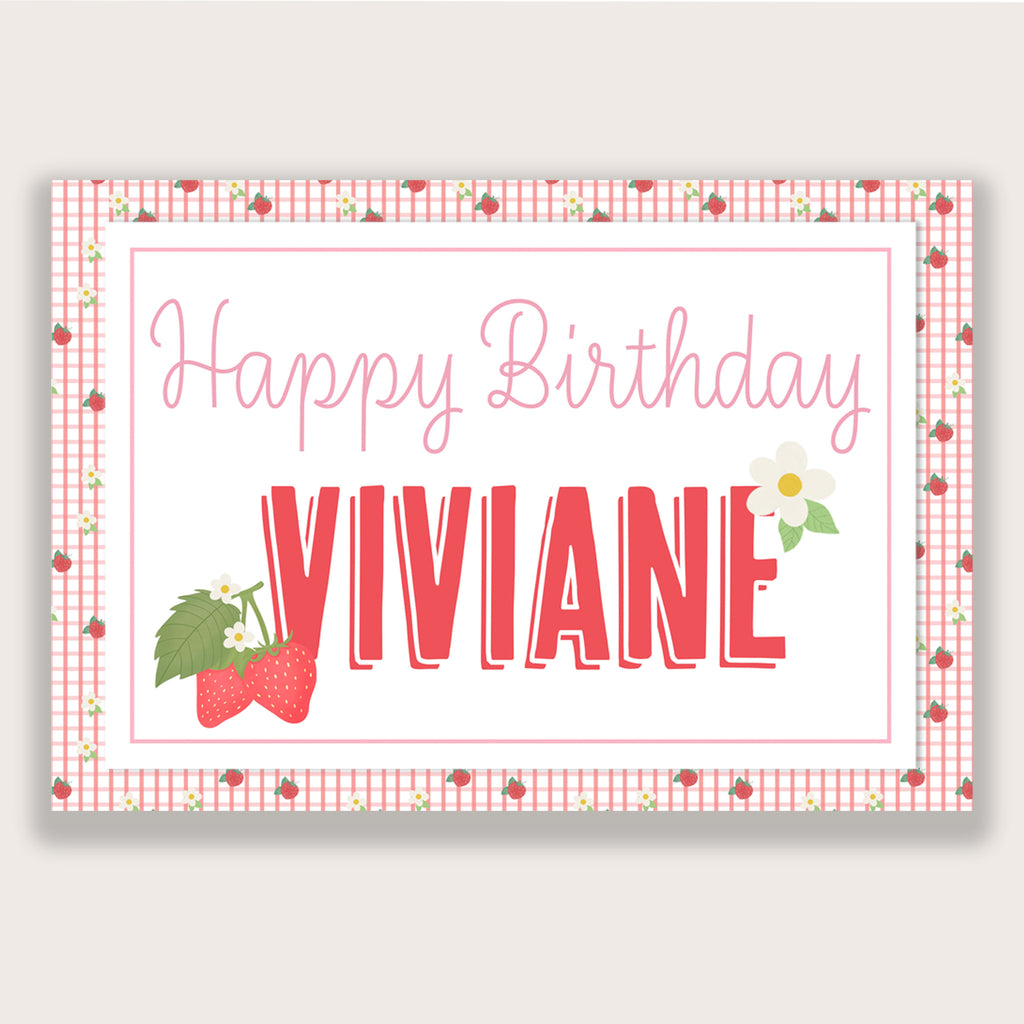 Strawberry Birthday Background - Printable & Customizable