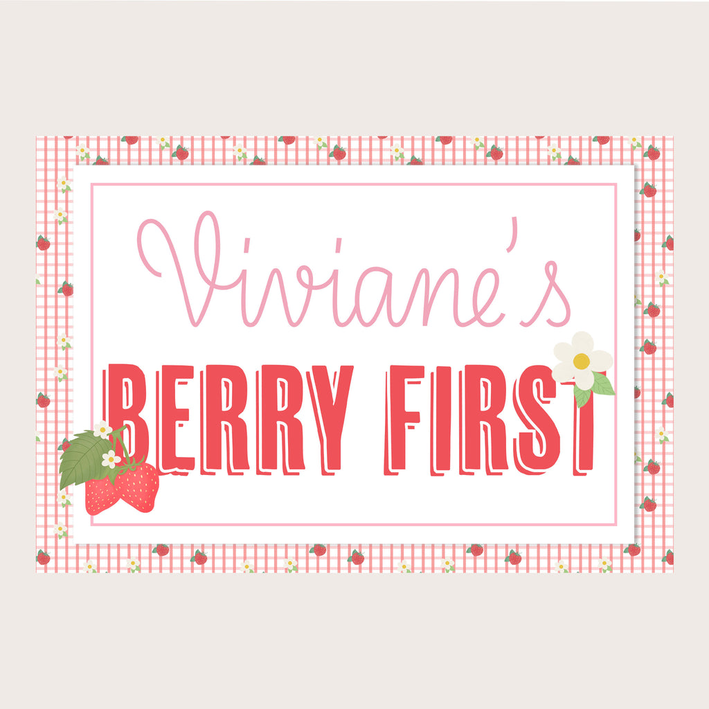 Strawberry Birthday Background - Printable & Customizable