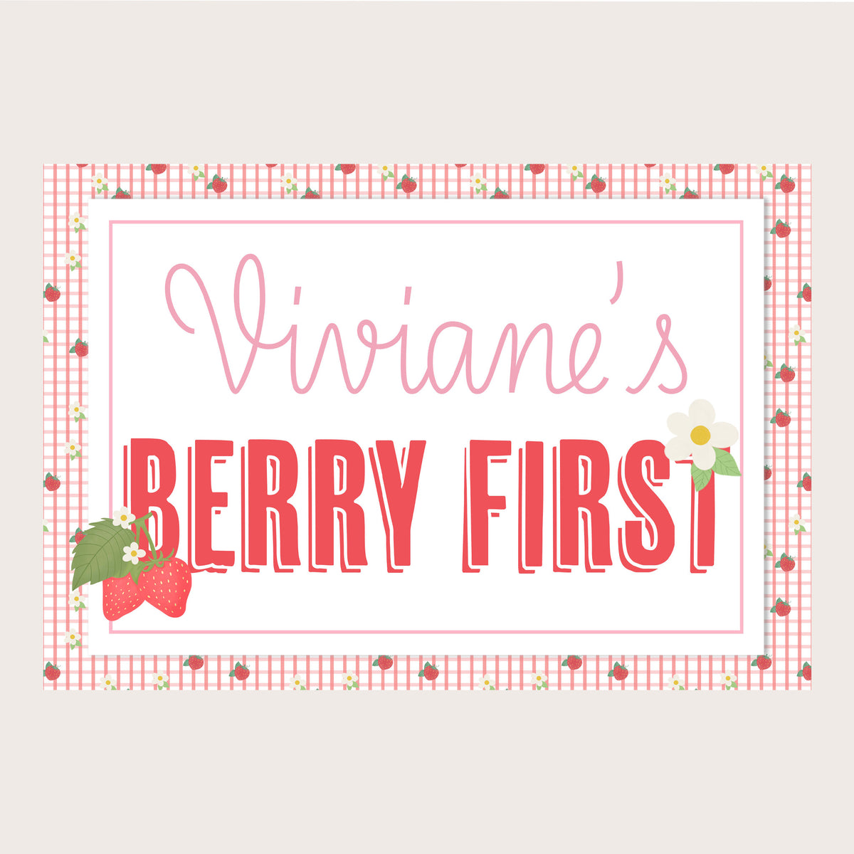 Strawberry Birthday Background - Printable & Customizable