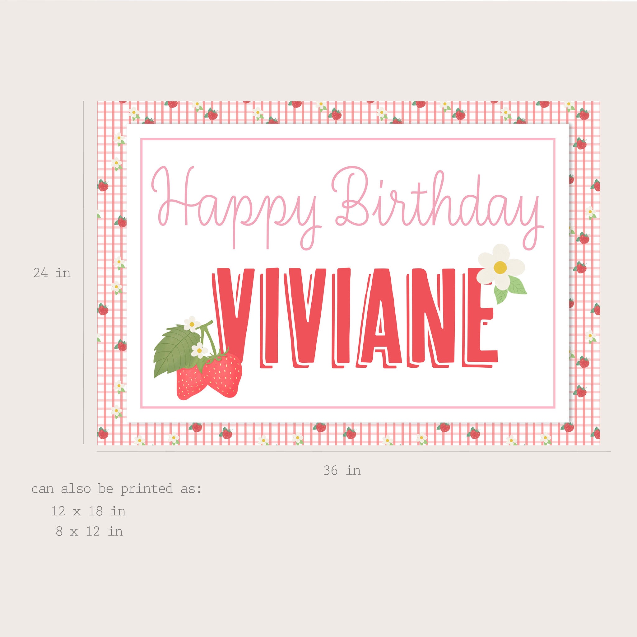 Strawberry Birthday Background - Printable & Customizable