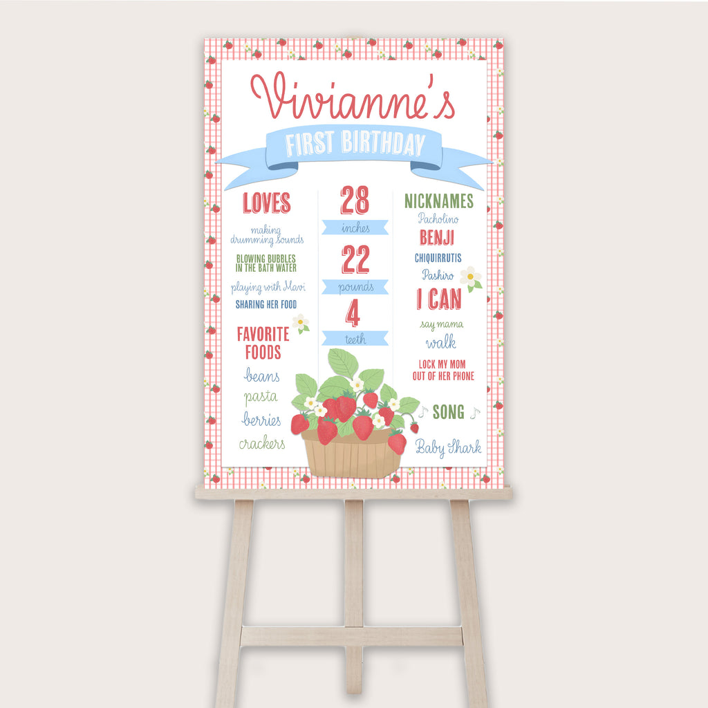 Strawberry Milestone Poster - Printable & Customizable