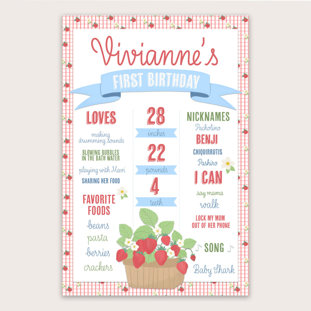 Strawberry Milestone Poster - Printable & Customizable