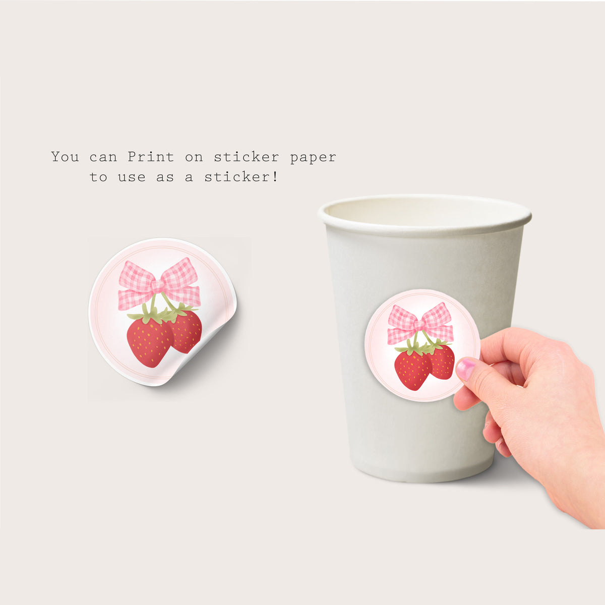 Printable Strawberry Cupcake Topper