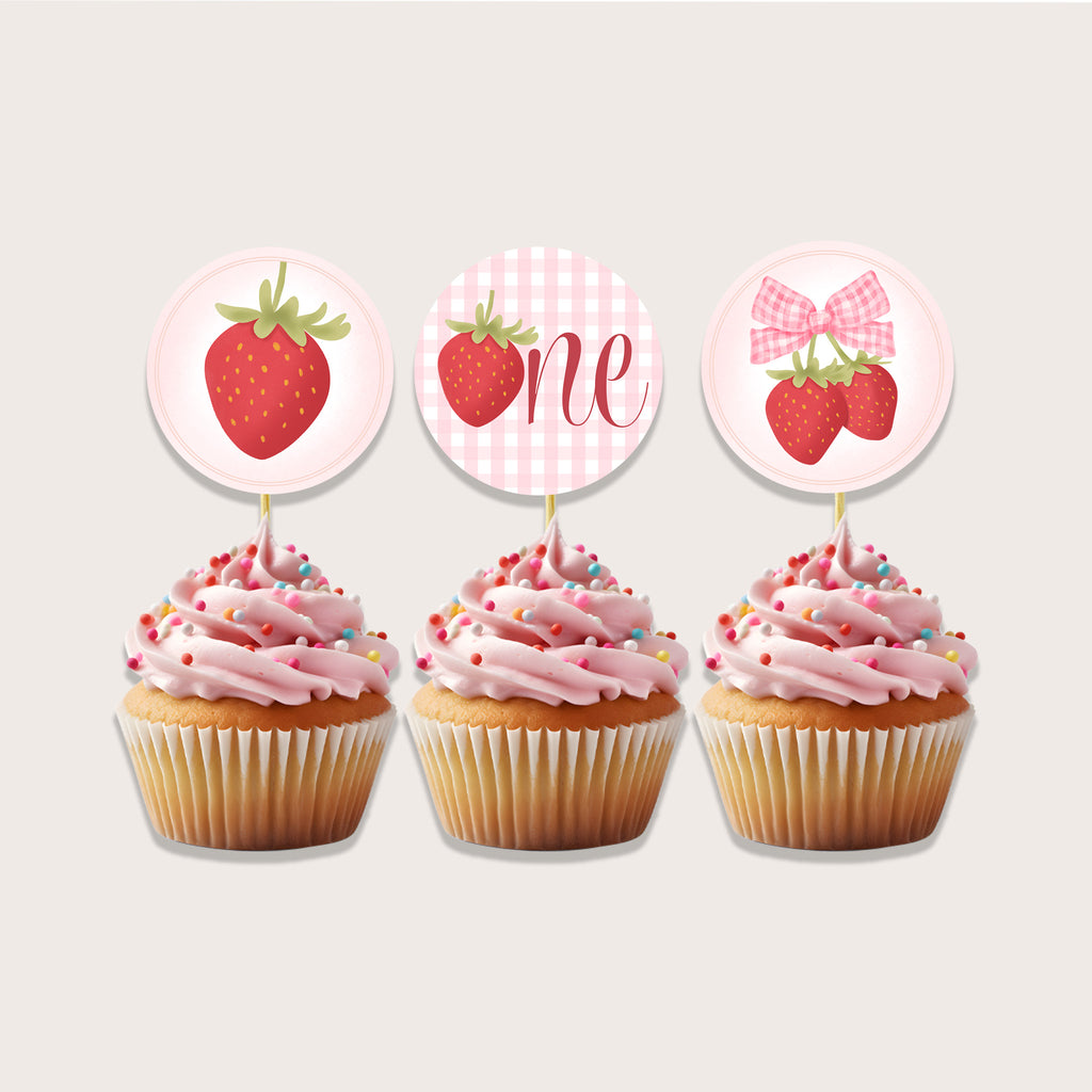 Printable Strawberry Cupcake Topper