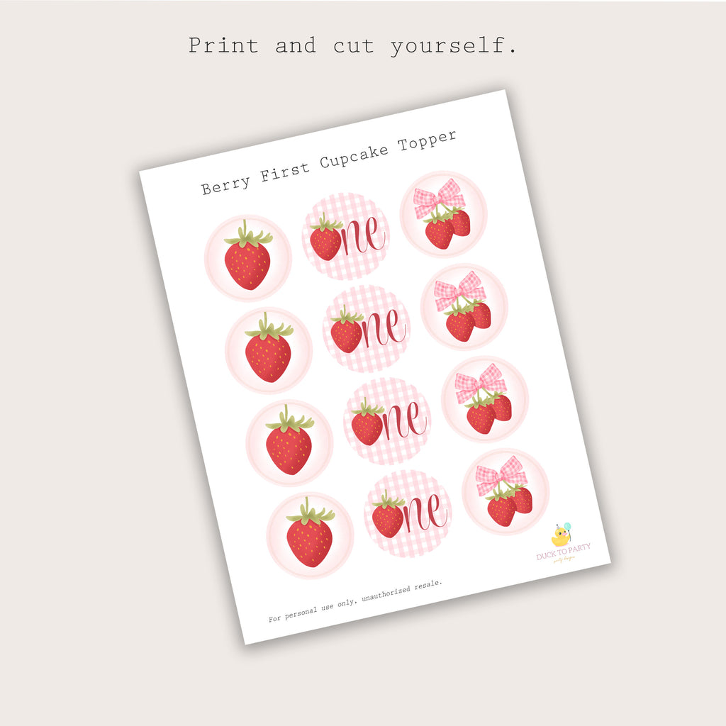 Printable Strawberry Cupcake Topper