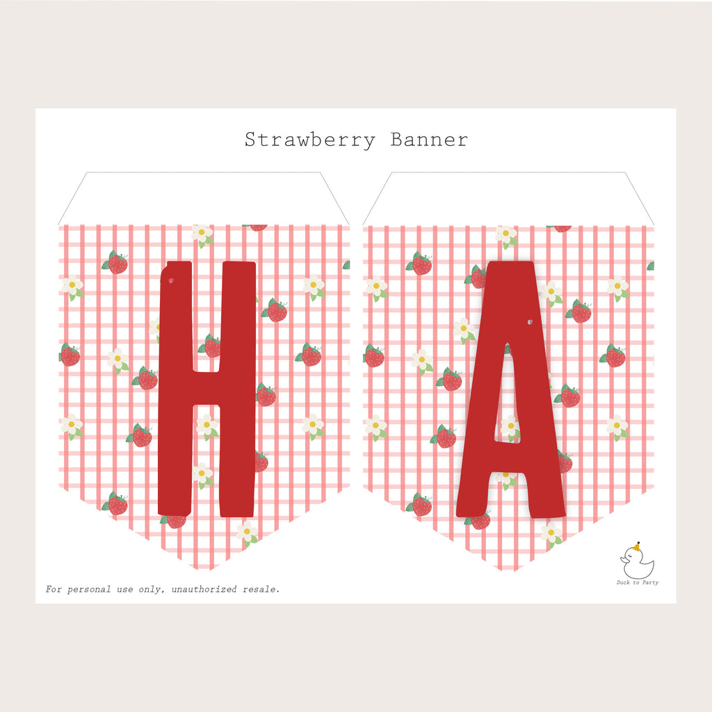 Strawberry Birthday Banner - Printable & Customizable