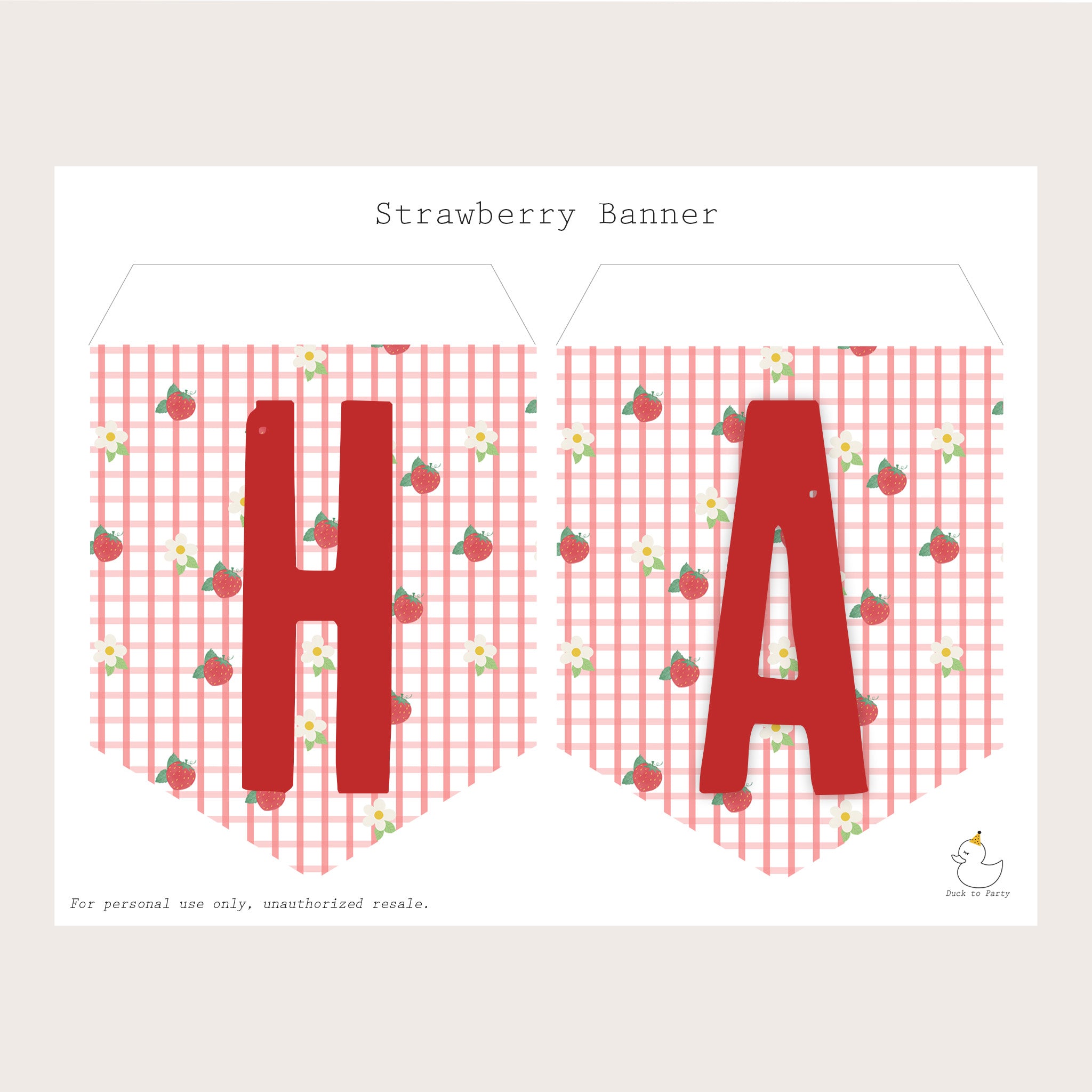 Strawberry Birthday Banner - Printable & Customizable