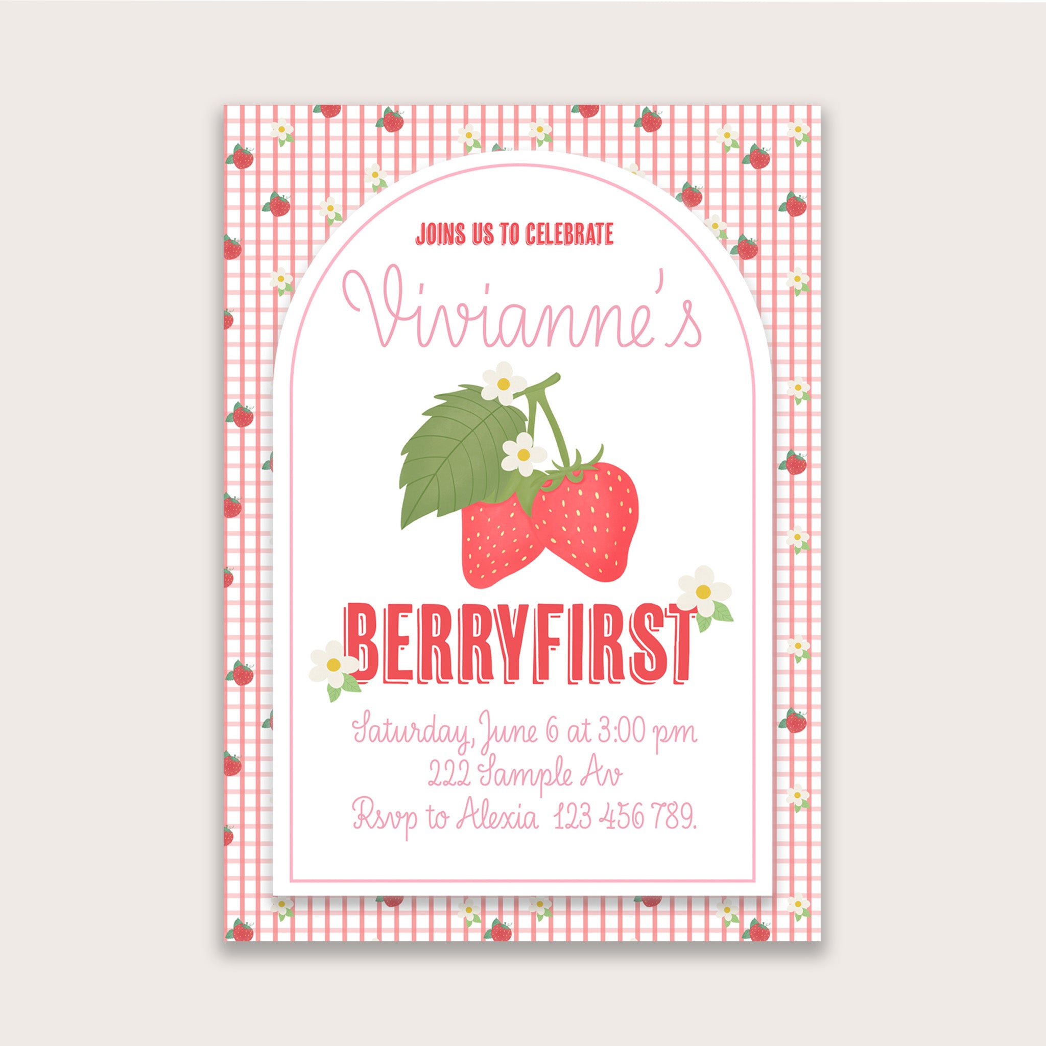 Strawberry Birthday Invitation - Printable & Customizable
