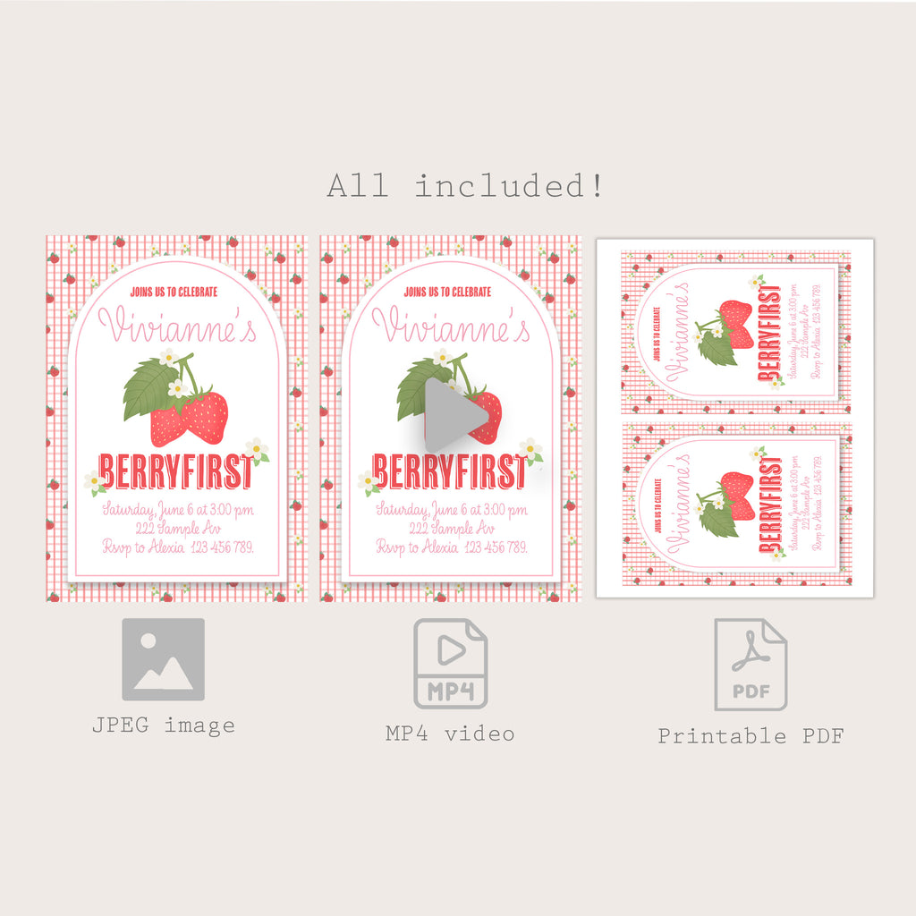 Strawberry Birthday Invitation - Printable & Customizable