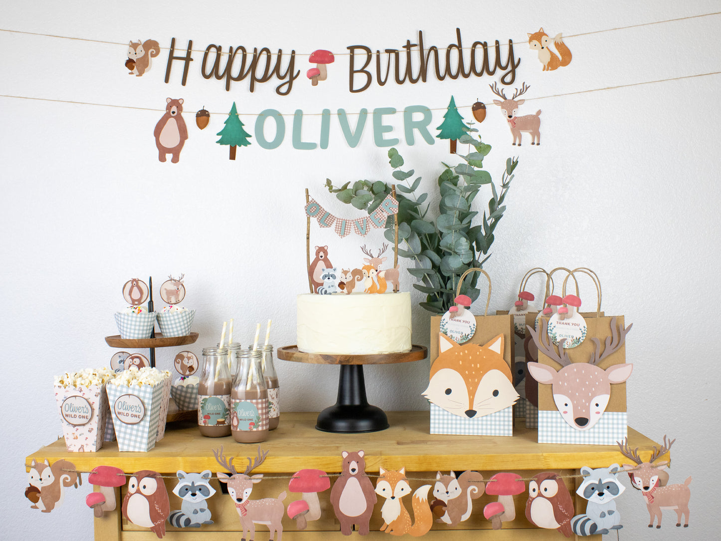 Woodland Happy Birthday Banner