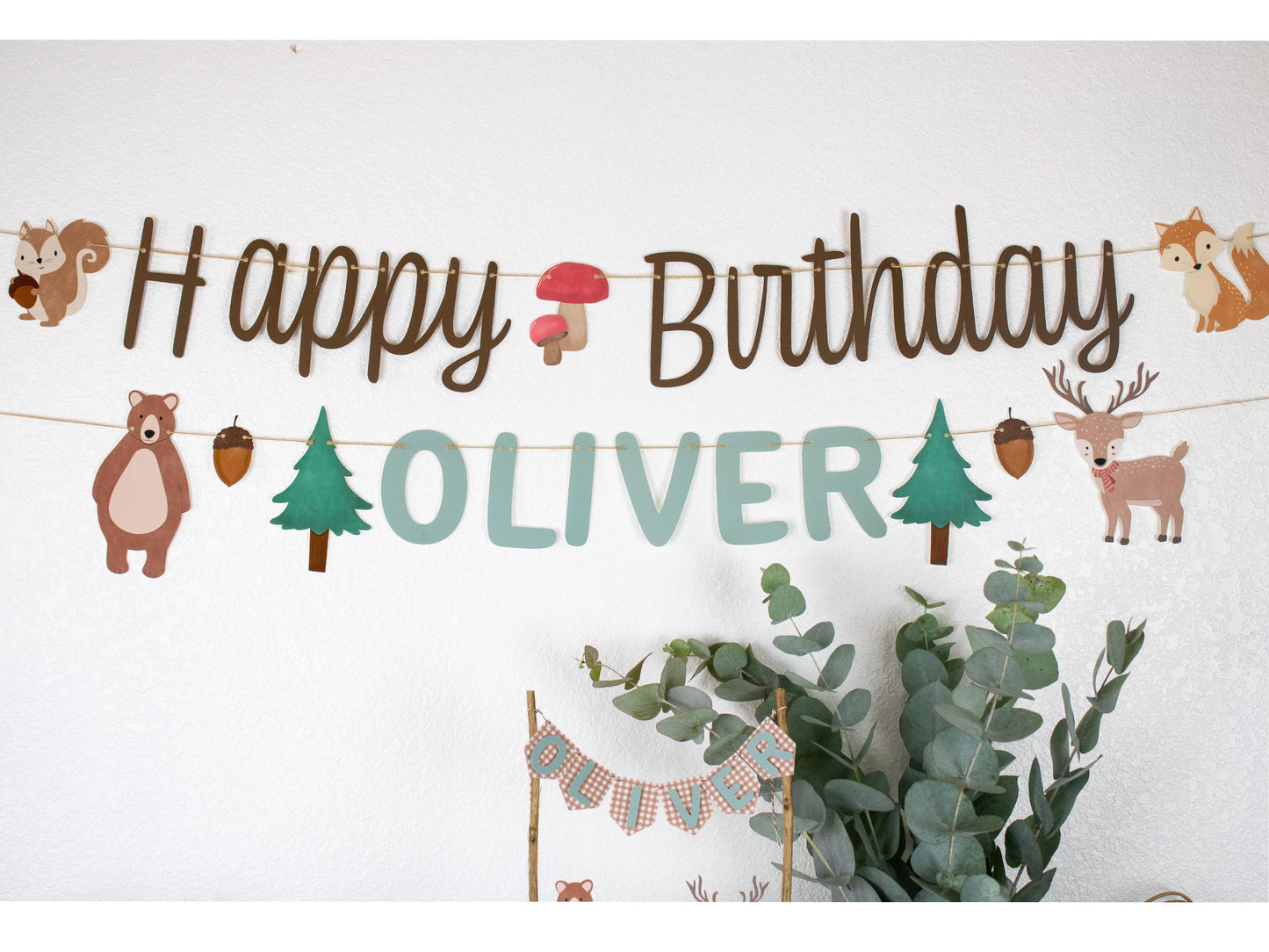 Woodland Happy Birthday Banner